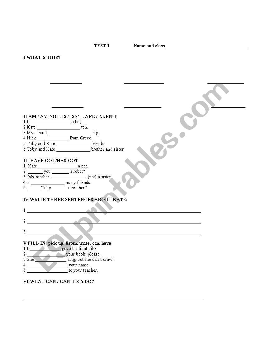 test kids worksheet