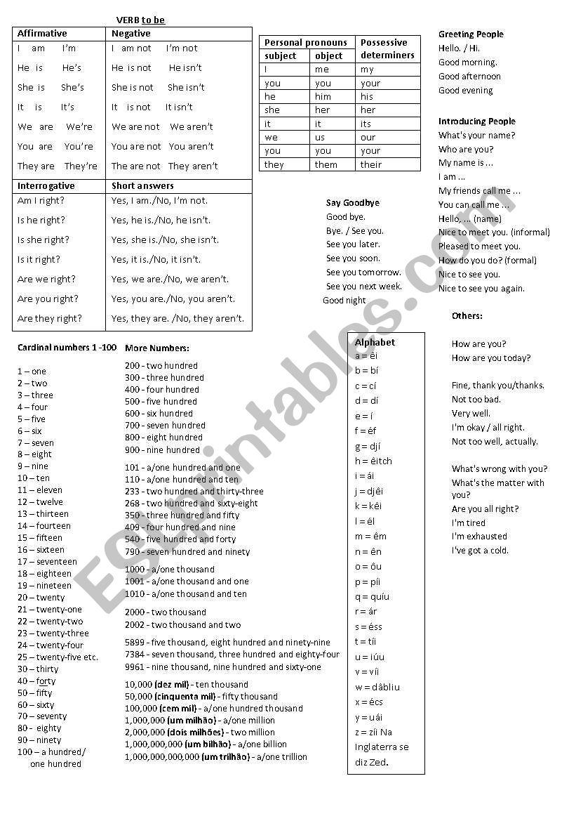 Basic guide worksheet