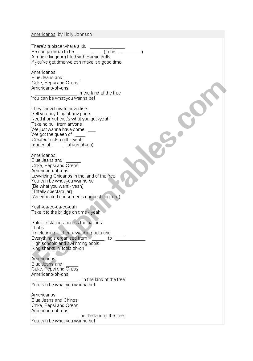 Song Americanos by Holly Johnson