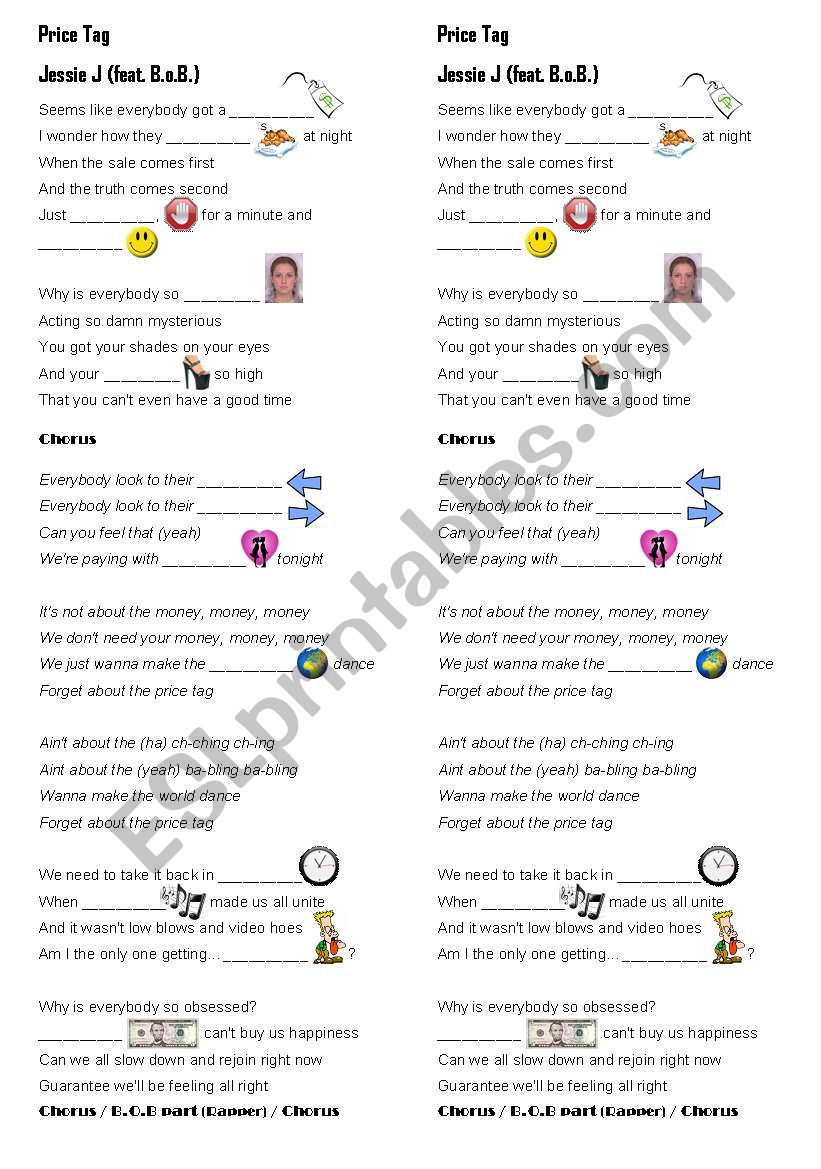 Price Tag - Jessie J. worksheet