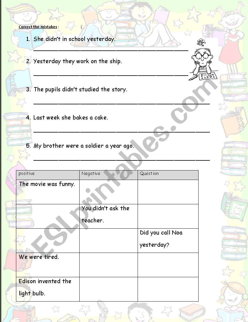 easy past tense quiz worksheet