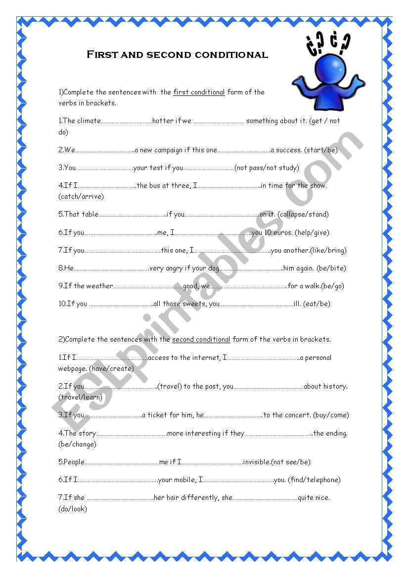 first and second conditional worksheet