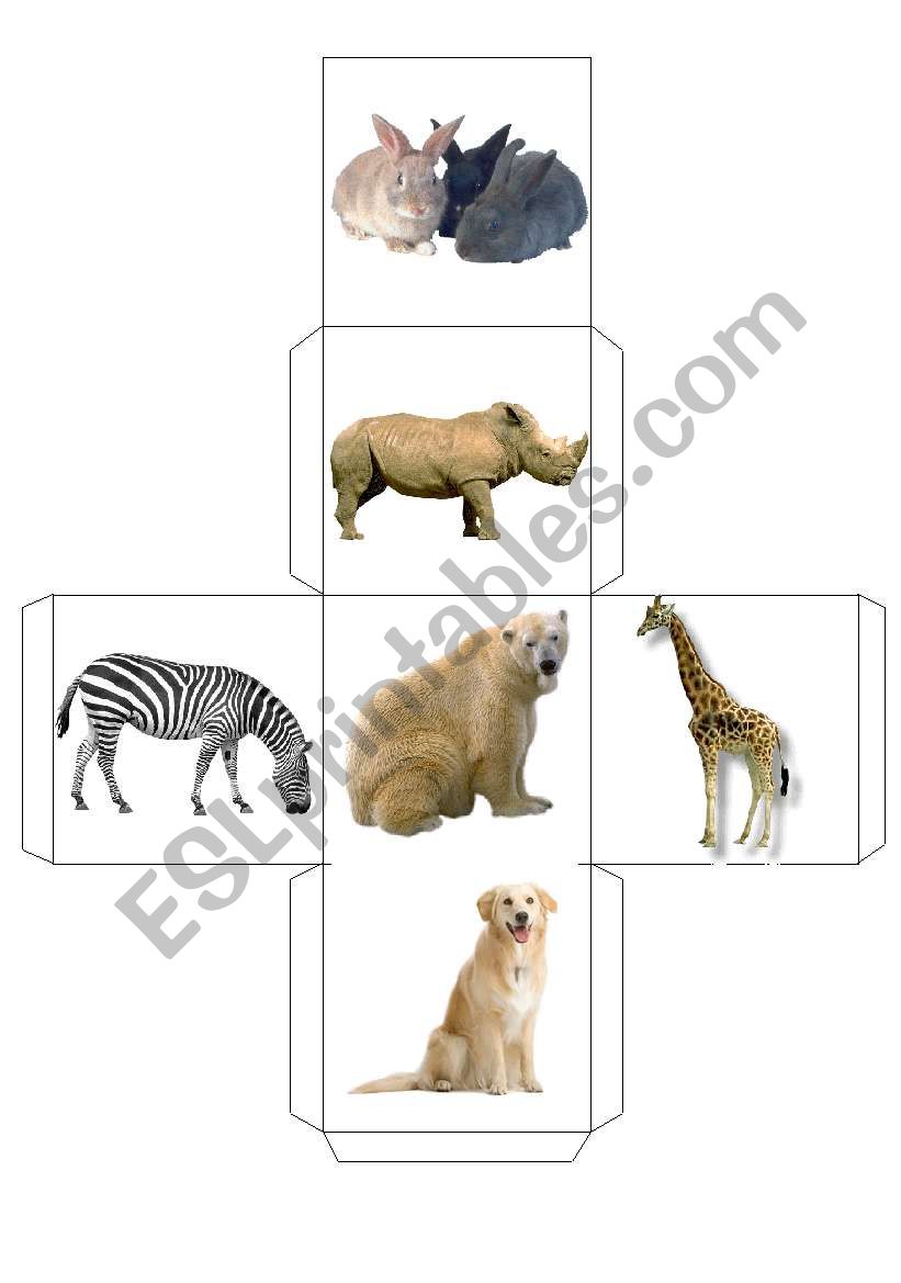 ANIMALS -- DICE -- 10 worksheet