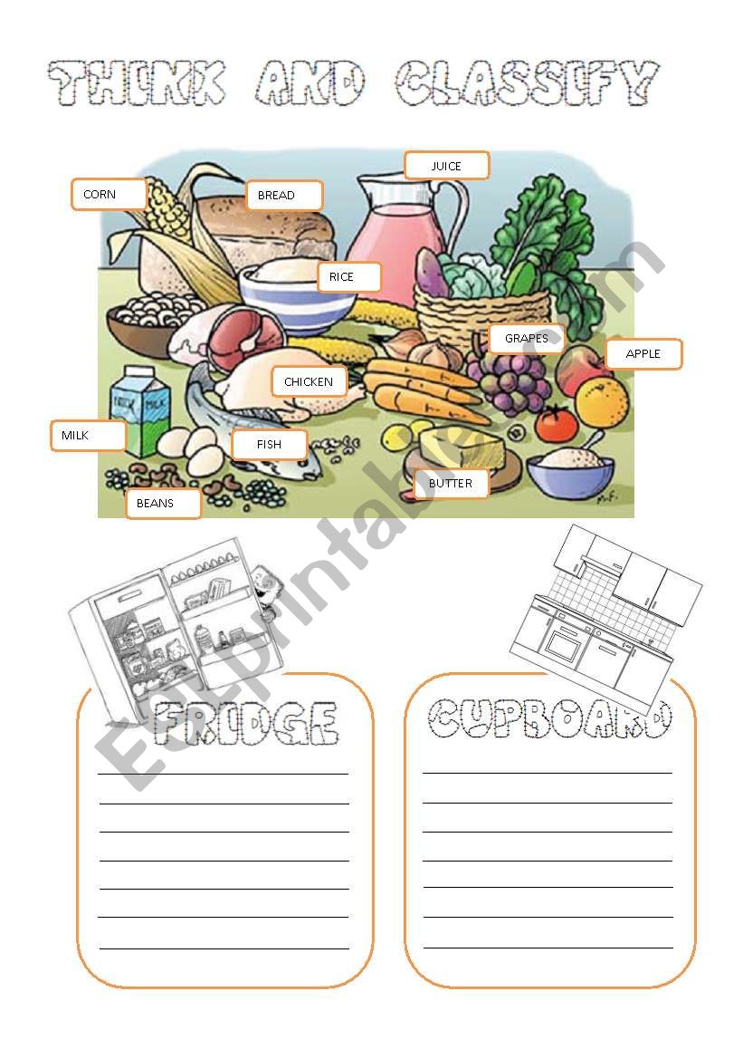 THINK AND CLASSIFY worksheet