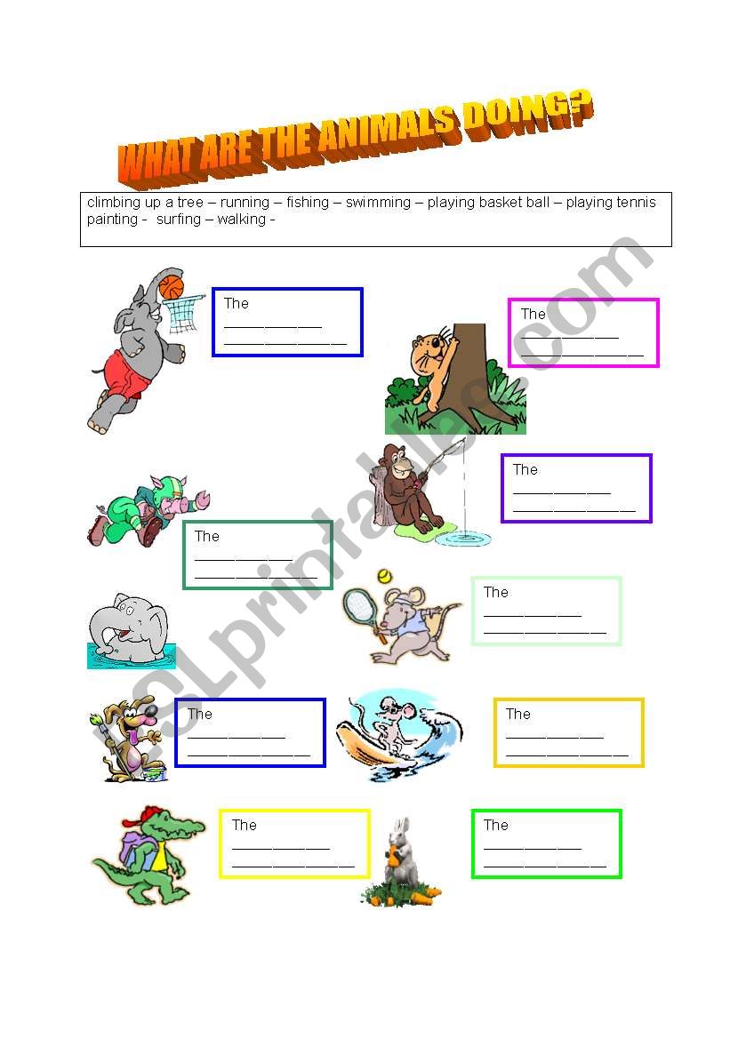 What are the animals doing? worksheet