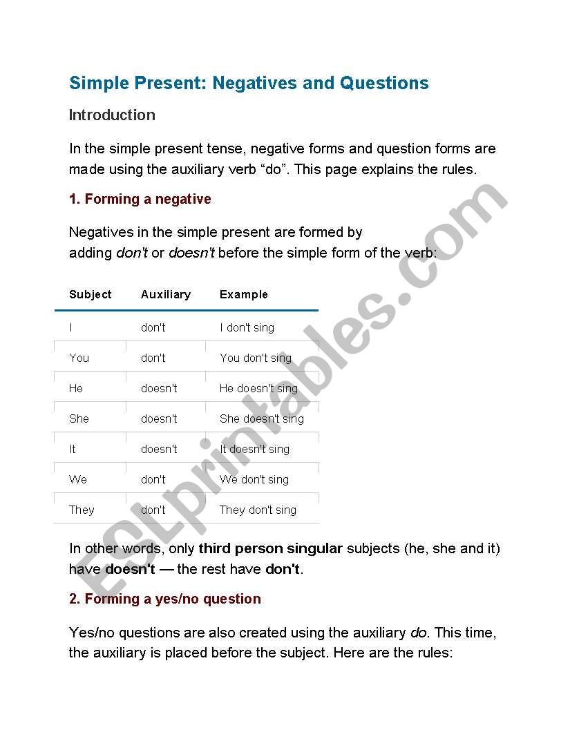 basic questions  worksheet