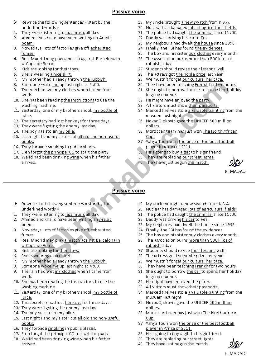 passive voice worksheet