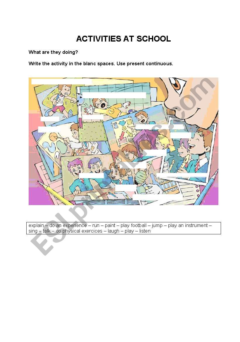 Activities at school worksheet