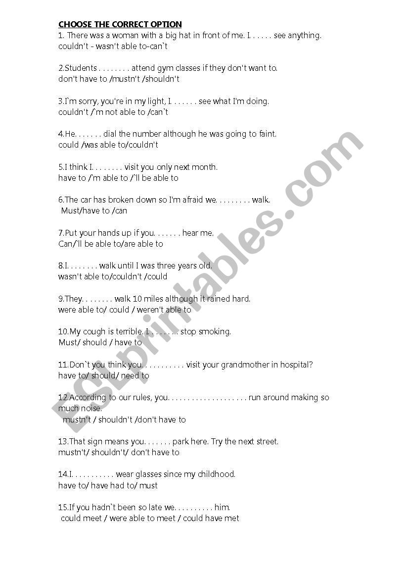 modal verbs worksheet