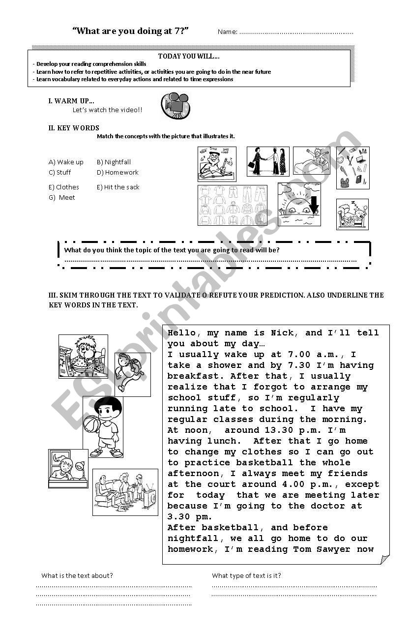 Present Continuous - Reading Comprehension Lesson