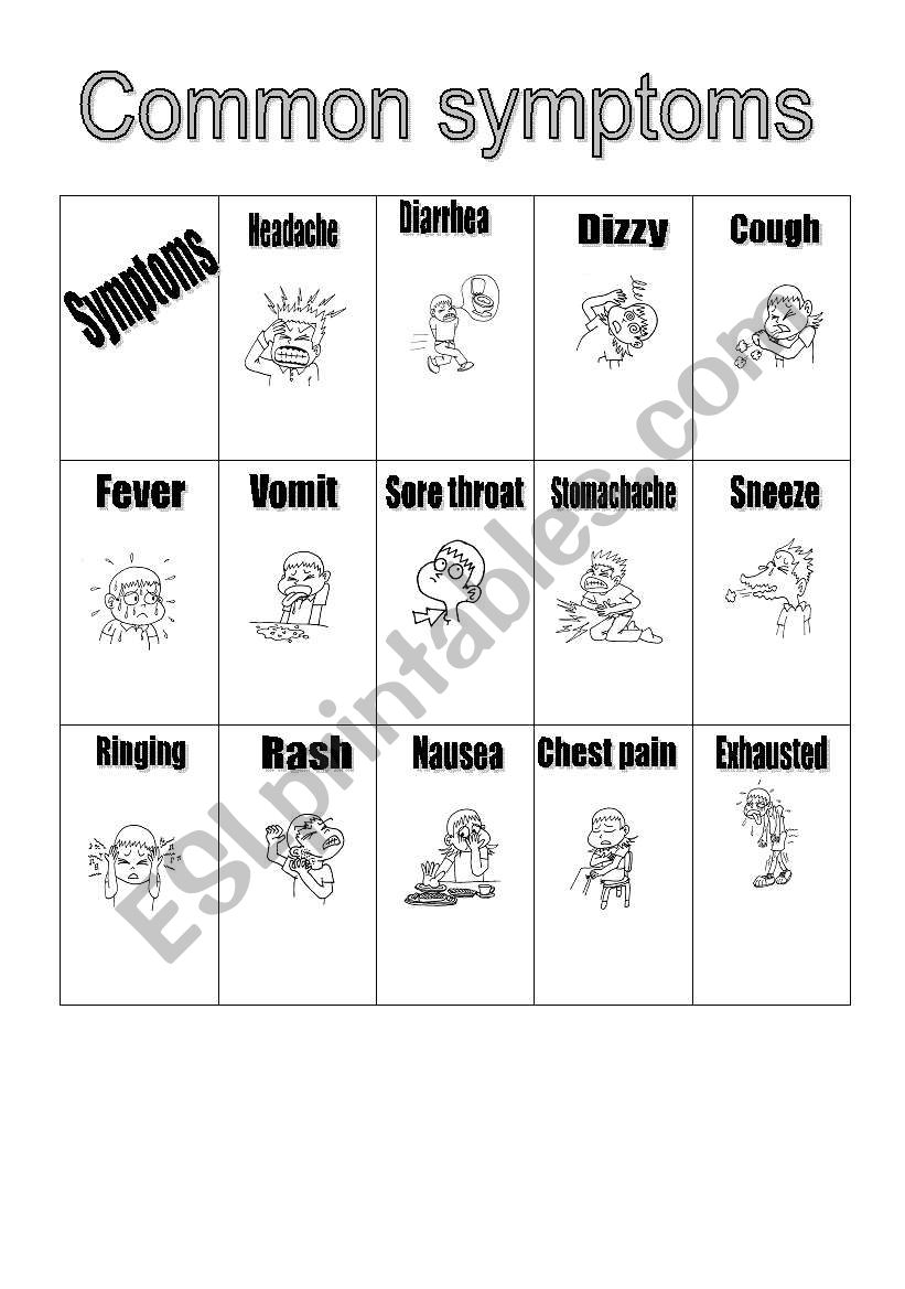 common symptoms worksheet