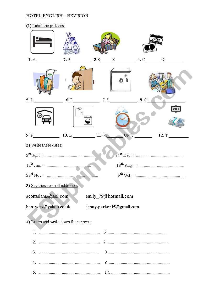 Hotel English worksheet