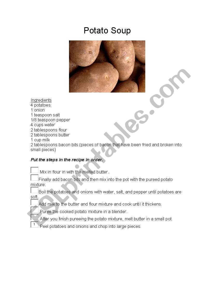 recipe worksheet