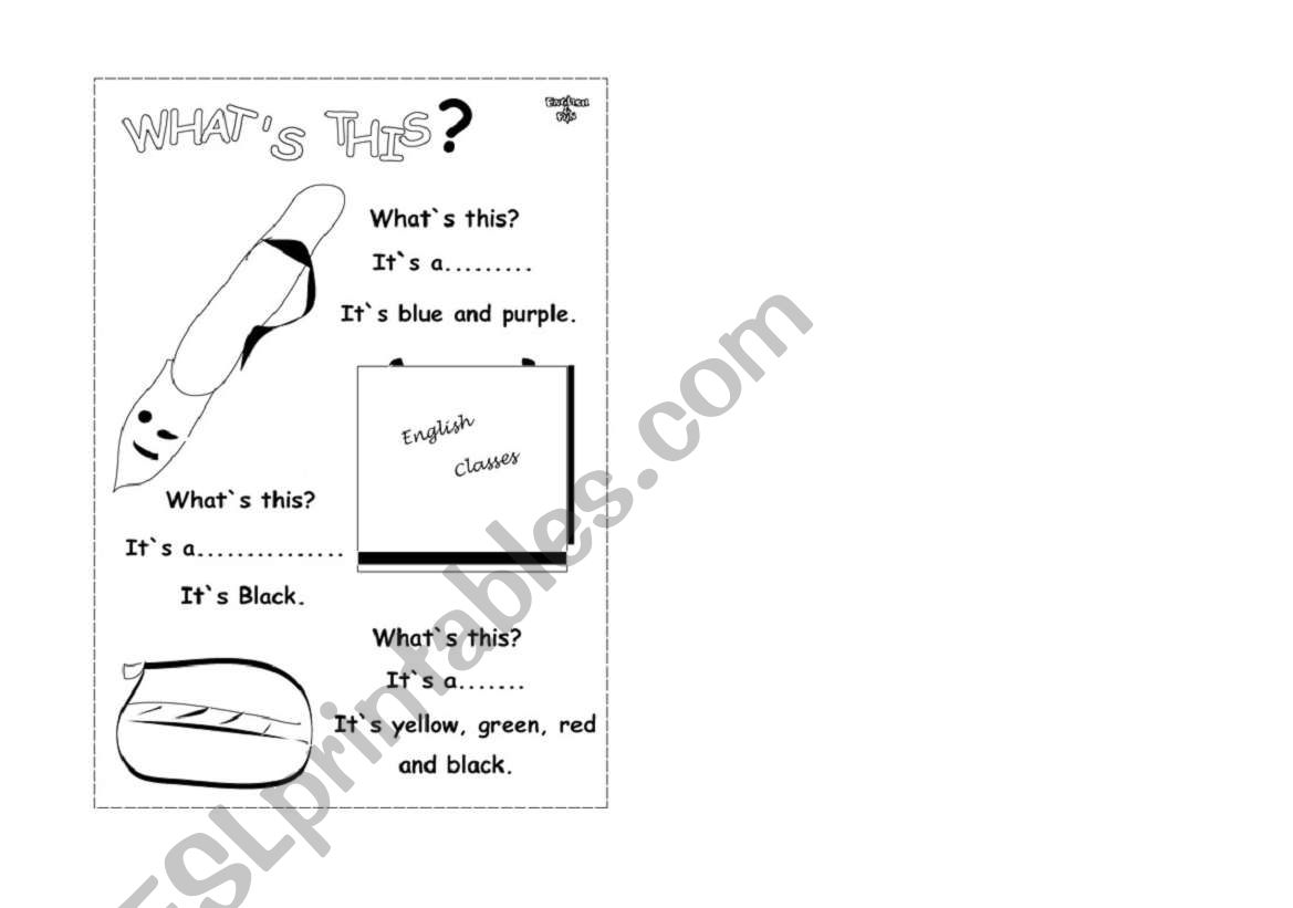 school objects worksheet