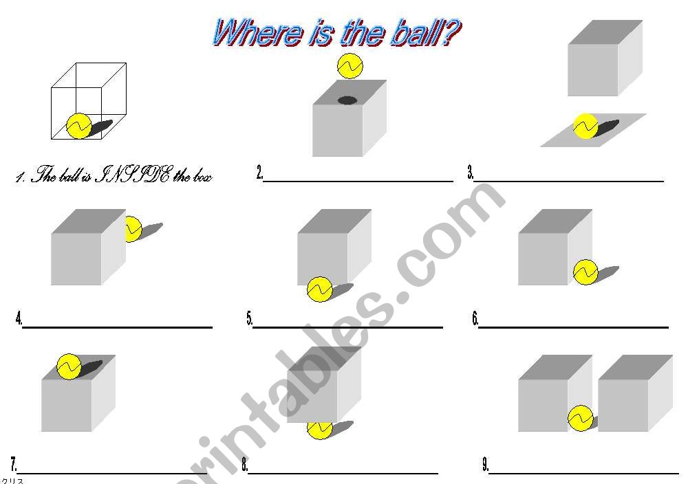 Prepositions of Place worksheet