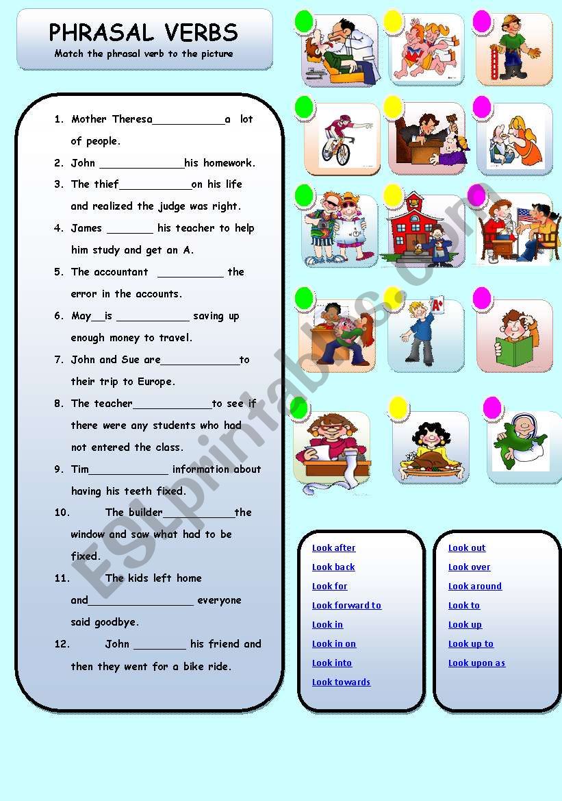 phrasal verbs with look esl worksheet by giovanni