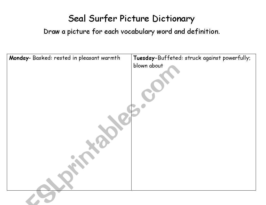 Seal Surfer Picture Dictionary
