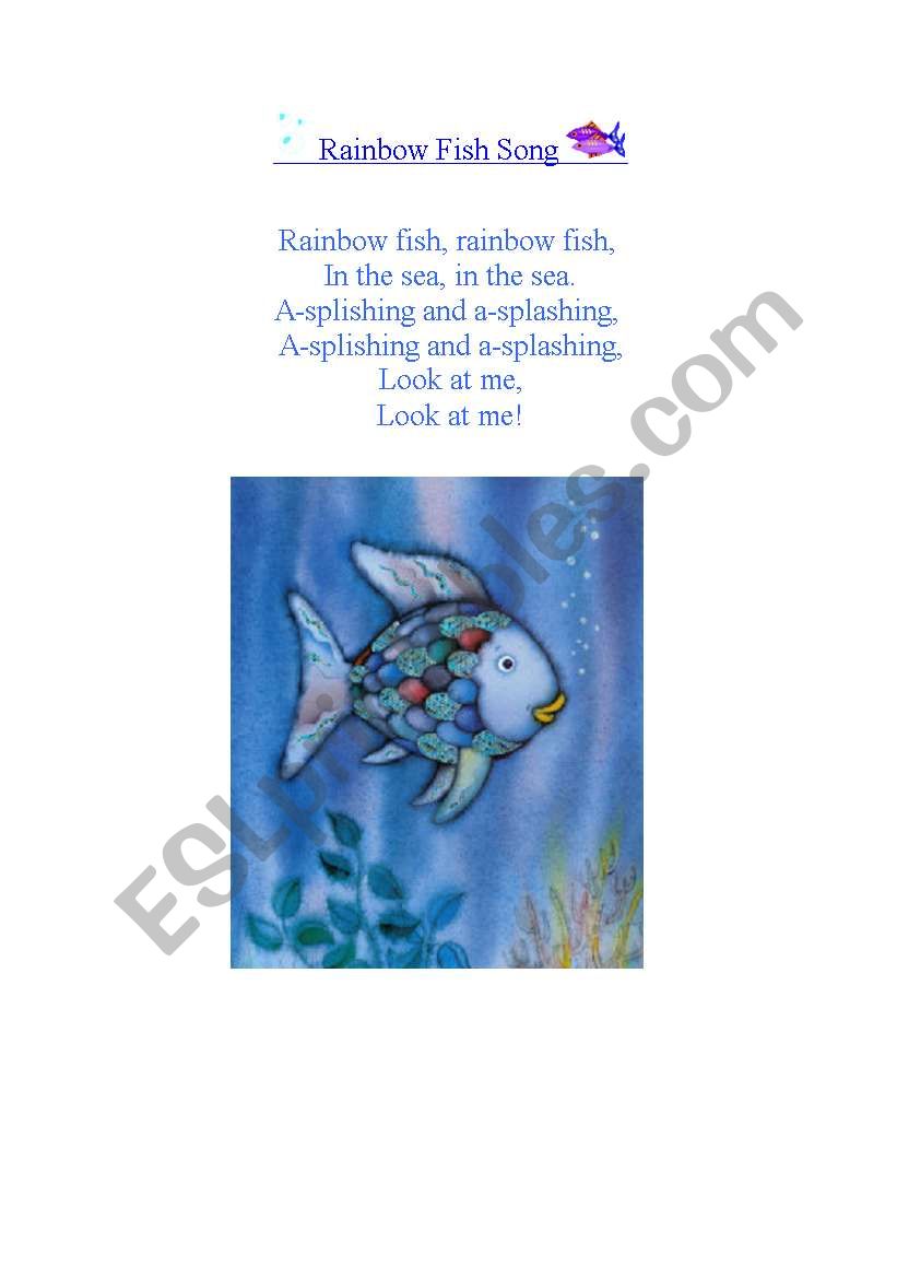 Rainbow fish song worksheet
