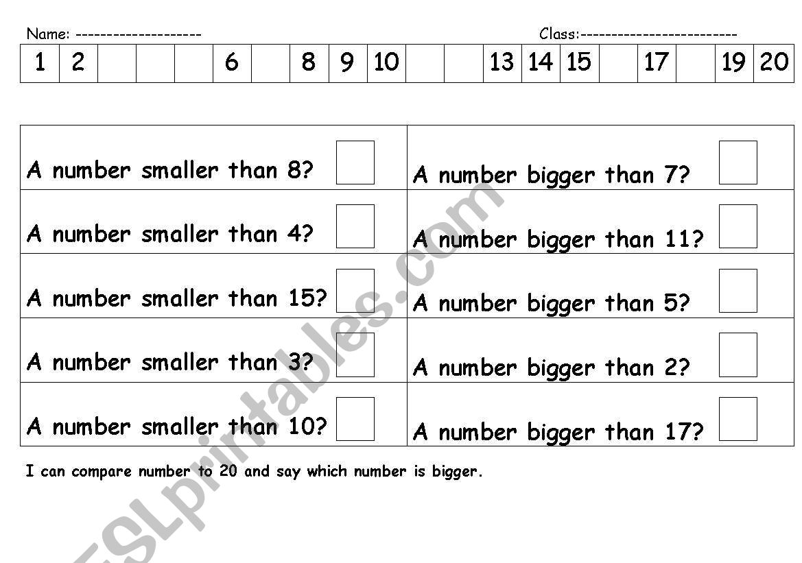 comparing two numbers worksheet