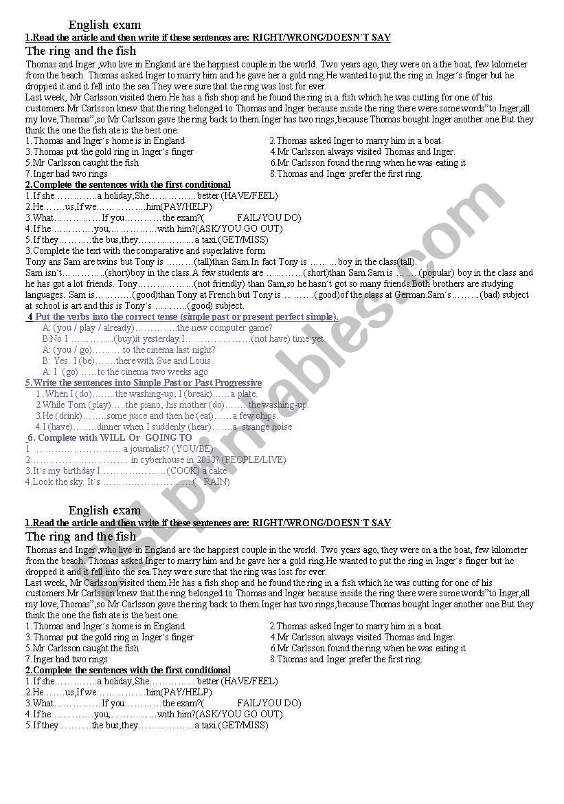 Past Perfect worksheet