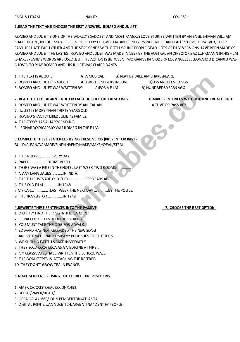 Passive voice worksheet