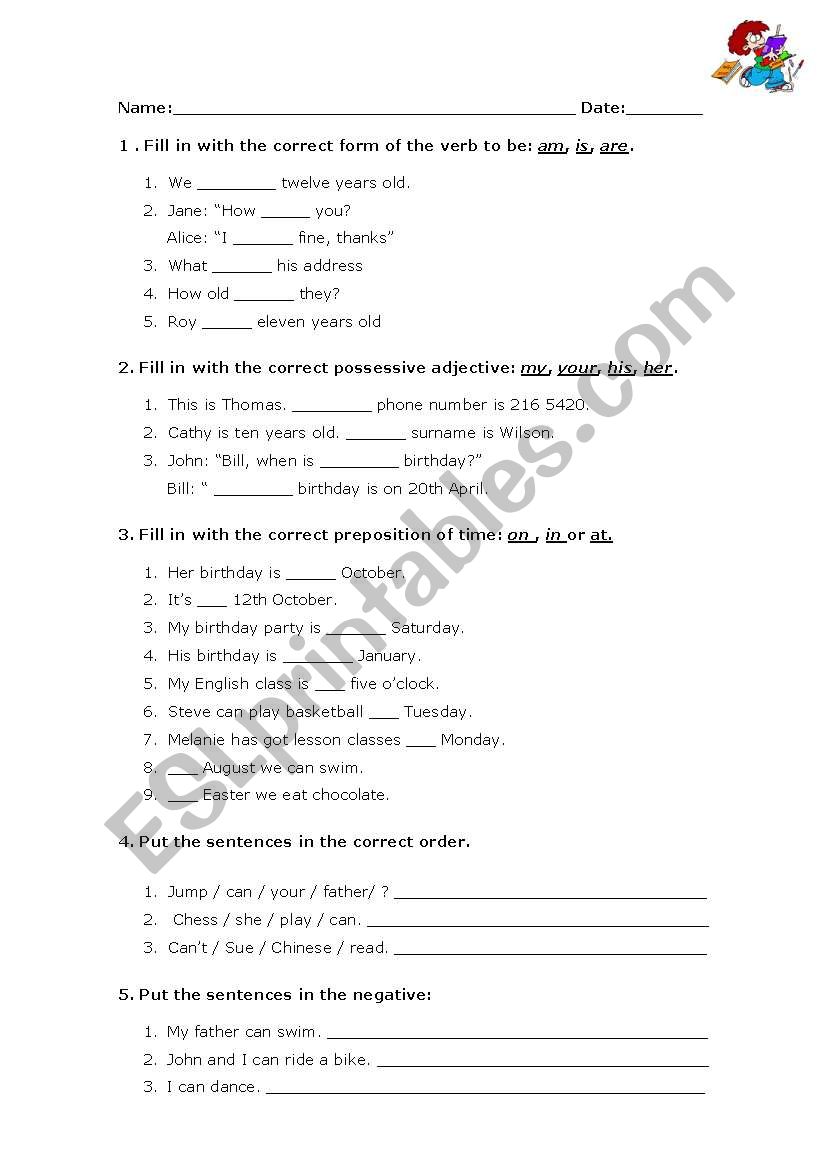 Revision worksheet