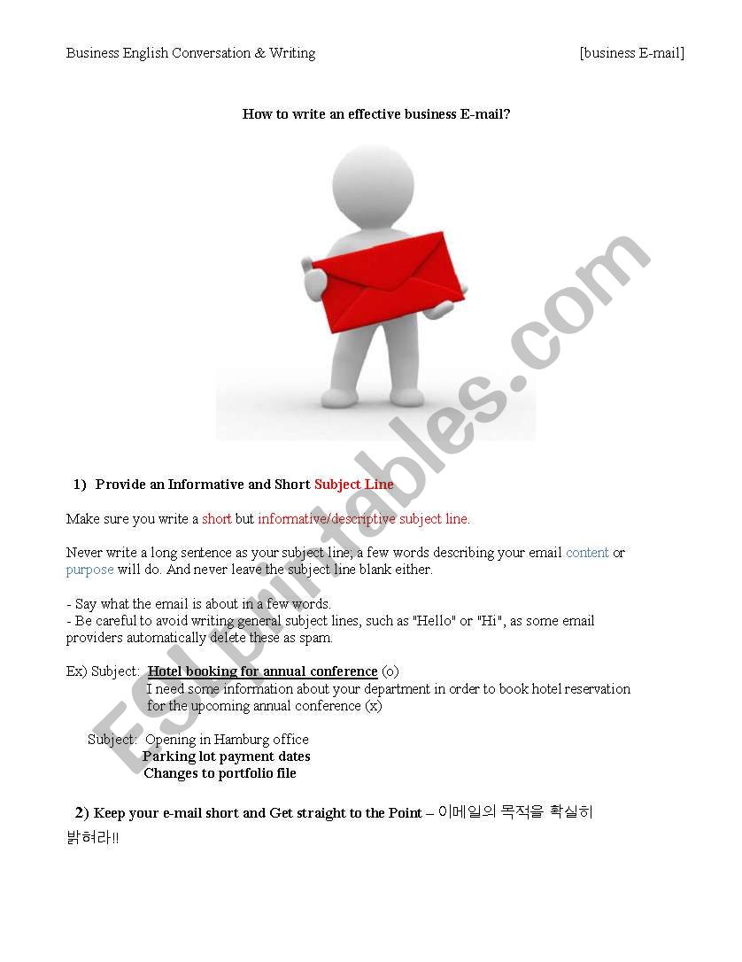 business E-mail worksheet