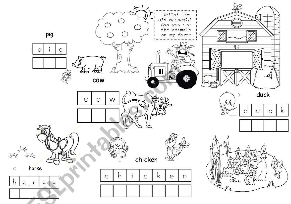 Old McDonaldÂ´s farm worksheet