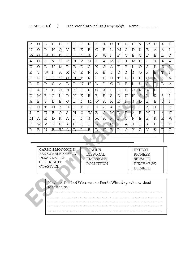 vocabulary worksheet