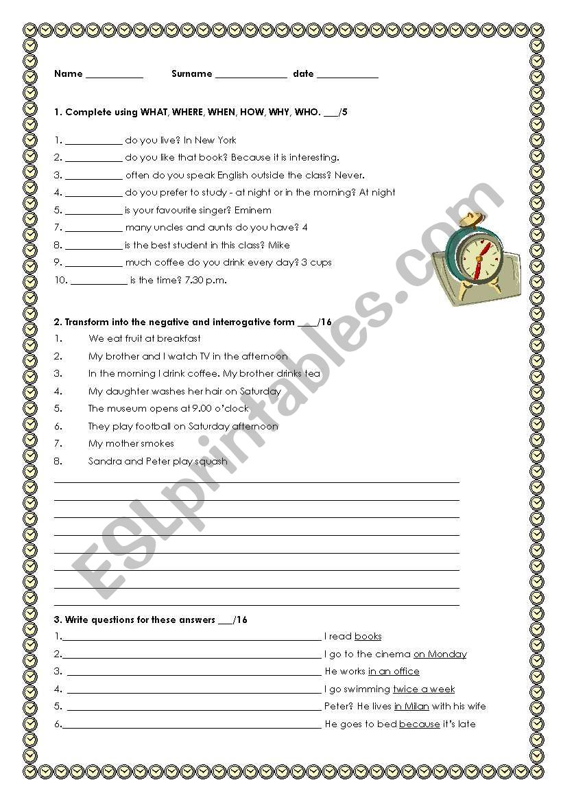 Present simple worksheet