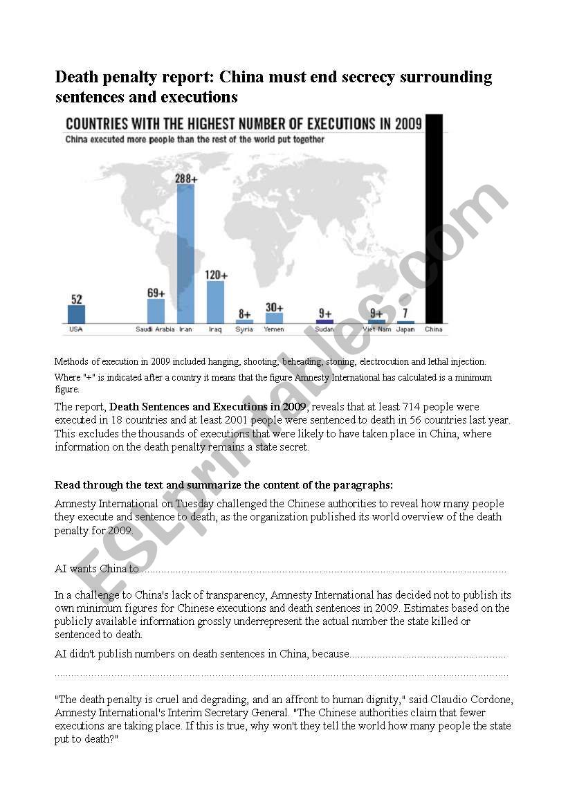 Death penalty discussion worksheet