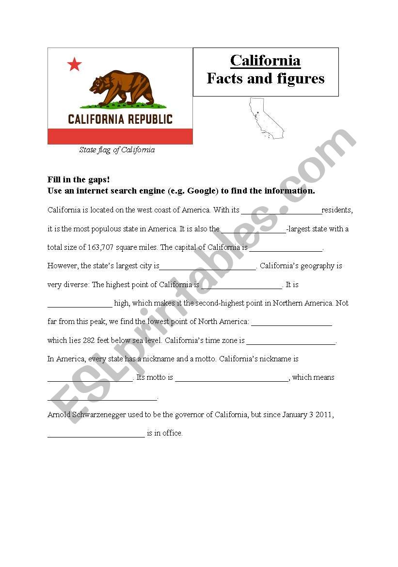 California facts and figures (research task with answer key)
