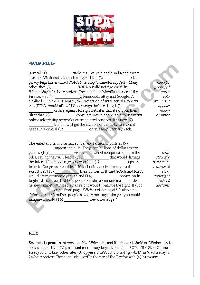 SOPA (Stop Online Piracy Act) GAP Fill