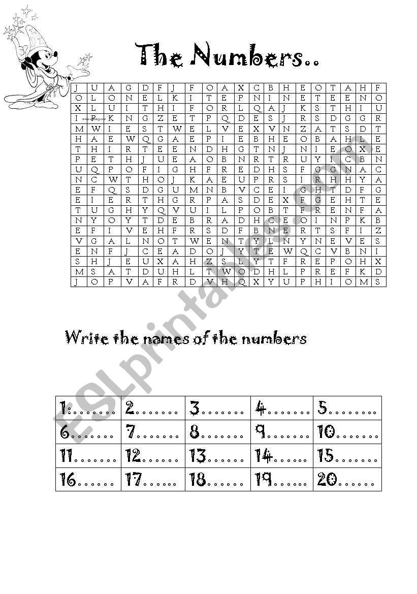 numbers worksheet