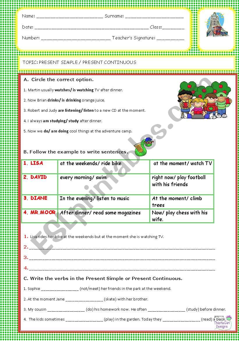 Present Simple versus present continuous