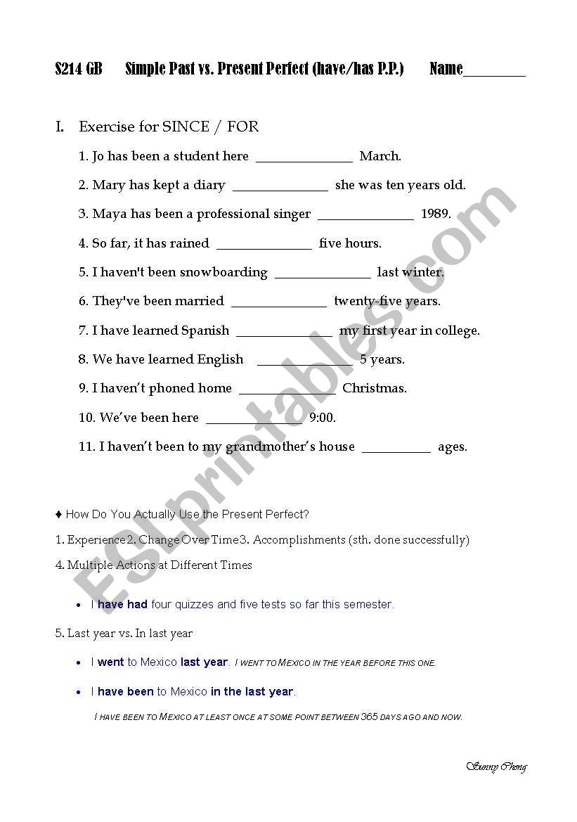 Present Perfect Tense worksheet