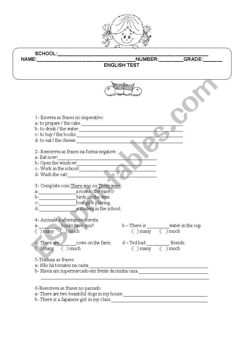 English test 6th grade worksheet