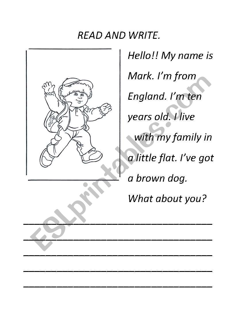 ABOUT ME worksheet