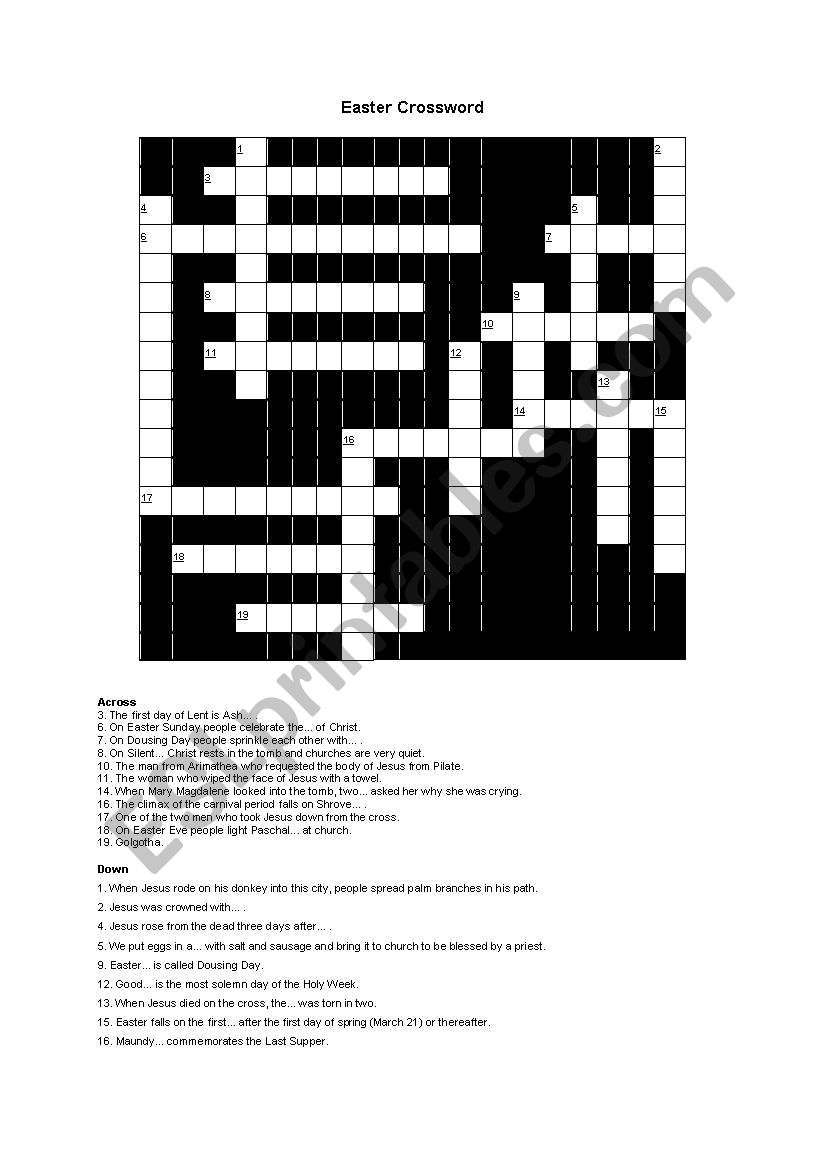 Easter Crossword worksheet