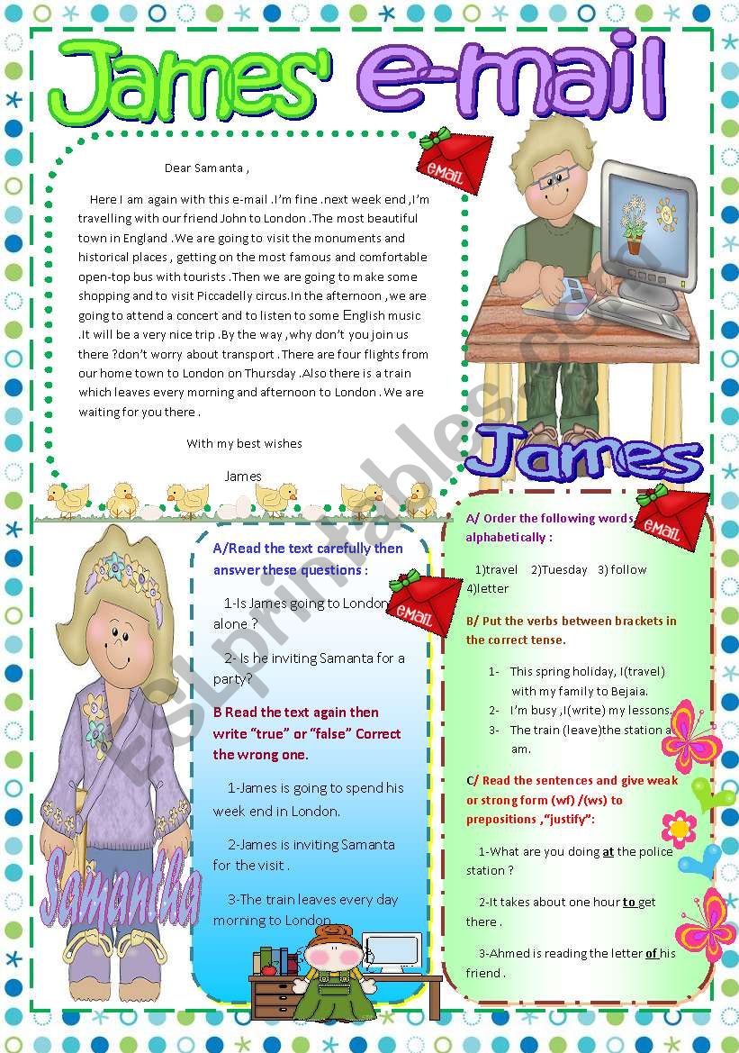 James e-mail worksheet