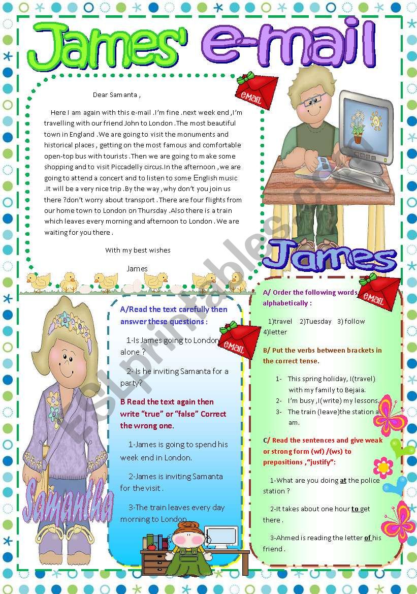 JamesÂ´ e-mail worksheet