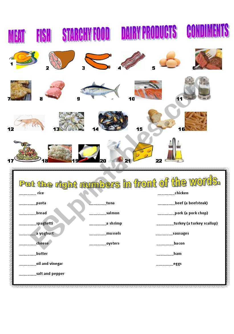 FOOD  worksheet