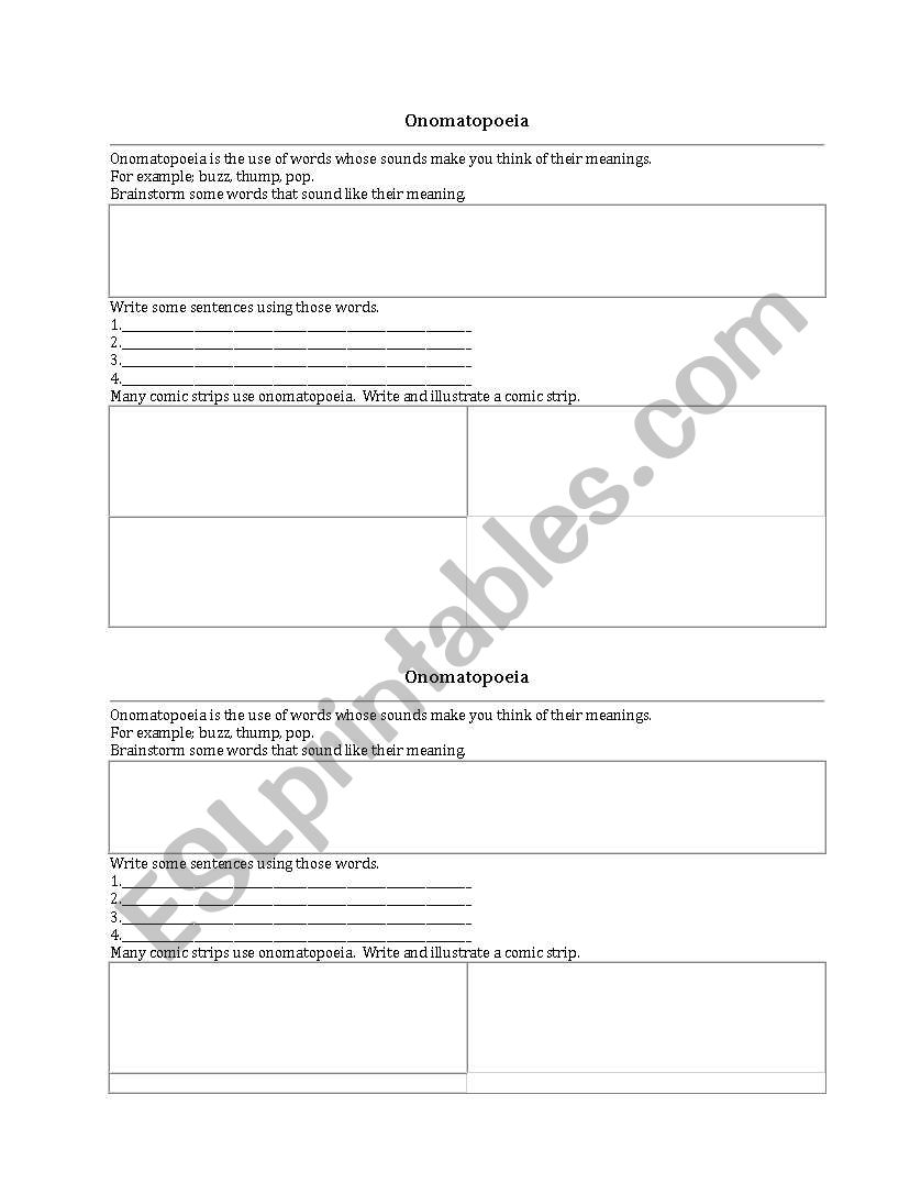 Onomatopoeia Practice worksheet