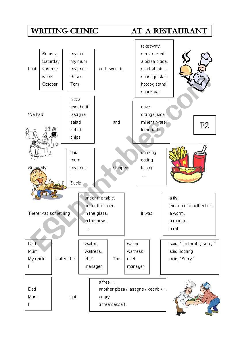 Writing clinic: Eating out worksheet