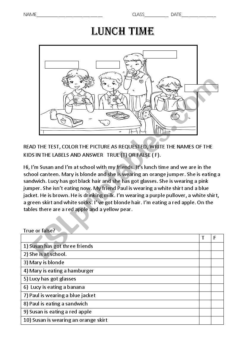 Lunch time reading and activities