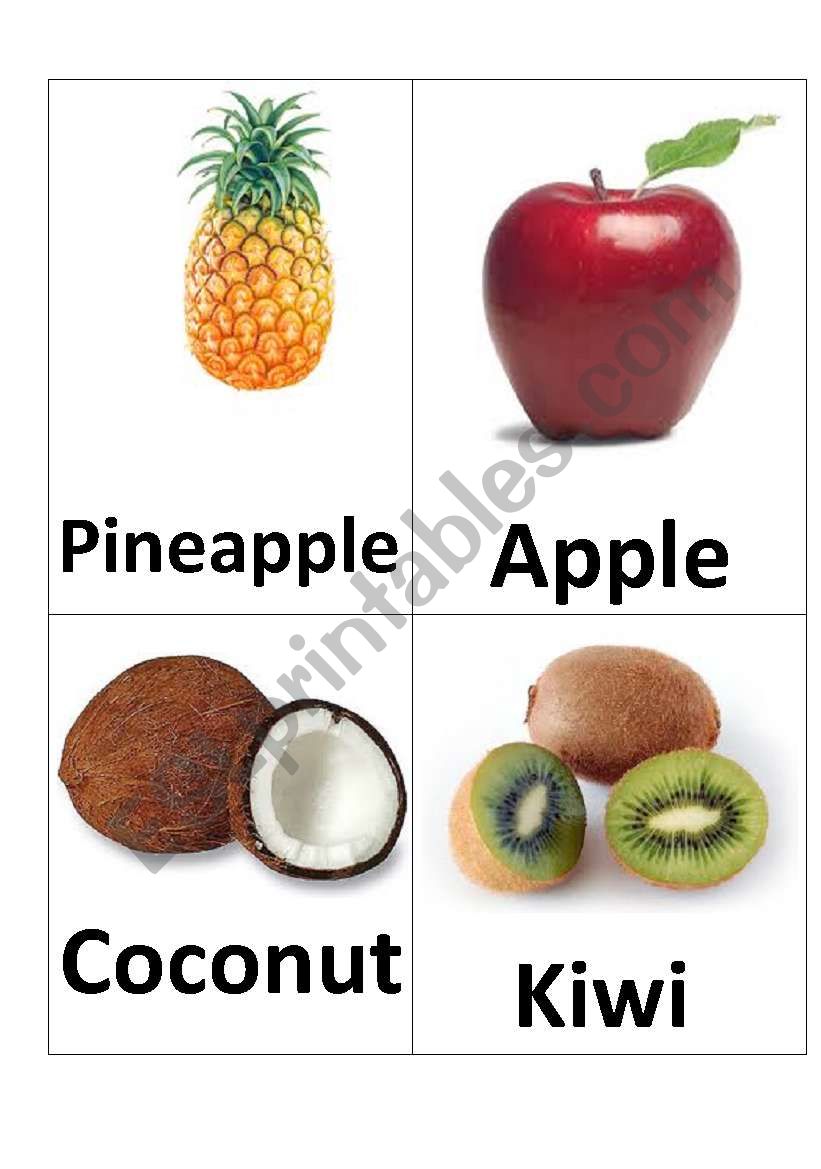 Fruit and vegetables pictures worksheet