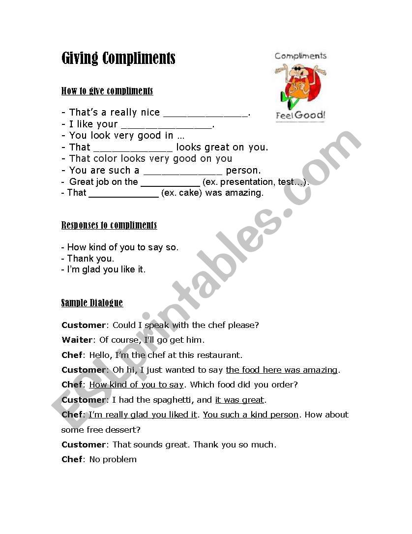 Giving Compliments worksheet