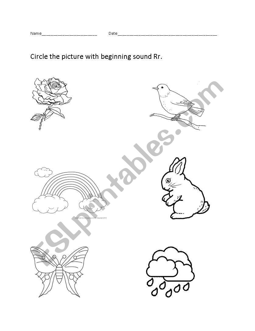 Beginning Sound Rr worksheet