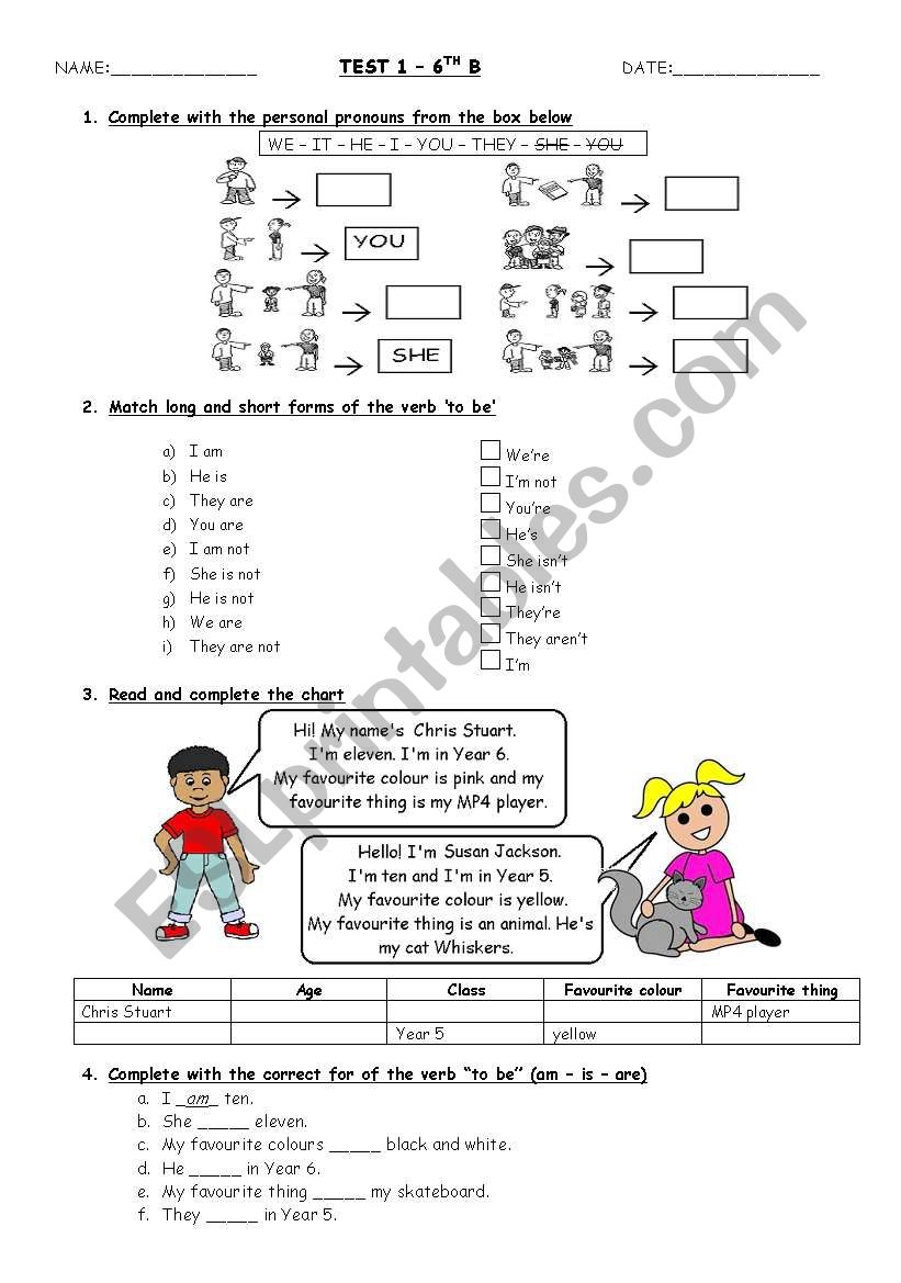 PERSONAL PRONOUNS AND VERB TO BE (IS - ARE - AM)