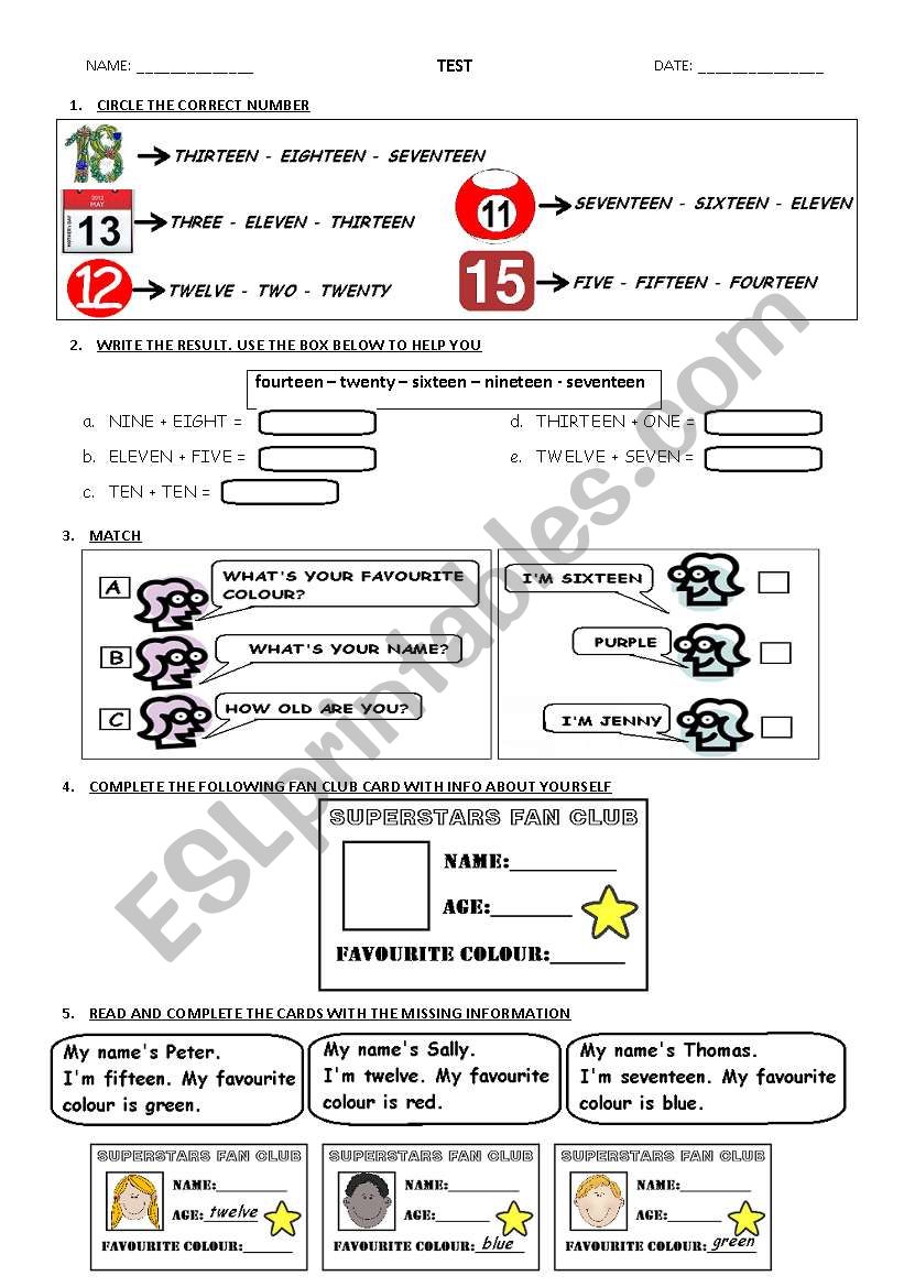 NUMBERS 11 TO 20, PERSONAL INFORMATION, SIMPLE QUESTIONS